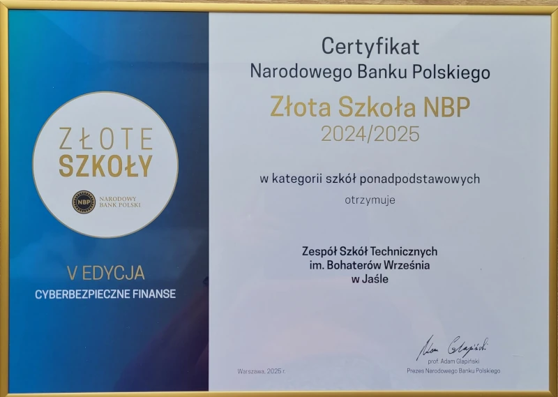 ZST po raz drugi „Złotą Szkołą NBP”